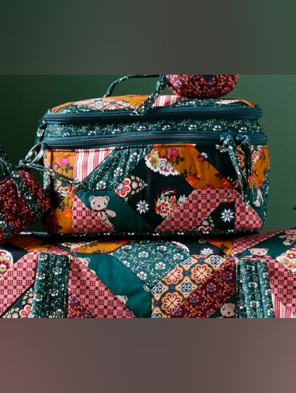 NWT! Vera Bradley x Anthropologie Brush-Up Cosmetic Case, Lattice Patchwork Mist